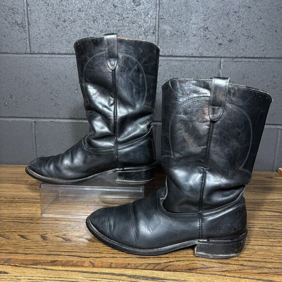 Vintage Texas Boots 8300 Black Leather Cowboy Western Boots Men’s 8 D Made USA - Picture 2 of 8